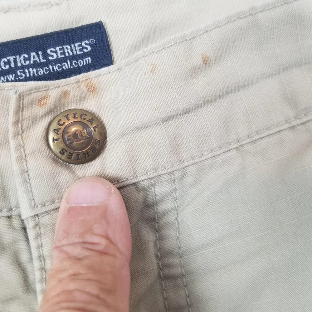 5.11 Tactical Pants Mens 34x36 Beige Cargo Ripstop Elastic Waist Outdoor Hiking